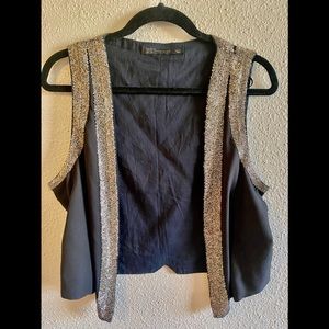 Zara M black and silver sleeveless vest
